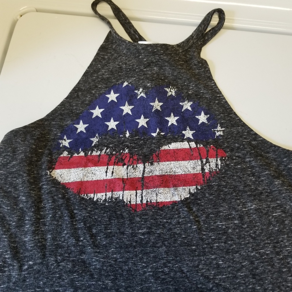 Modern Lux American flag lips graphic tee juniors